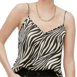 NWT J. Crew Zebra Animal Print Silky Spaghetti Strap Tank Top - Sz 2